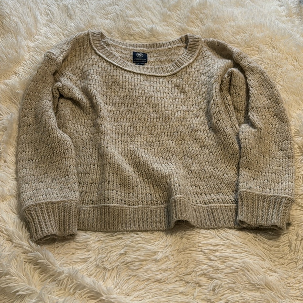 American Eagle beige tan soft pullover sweater Size XL